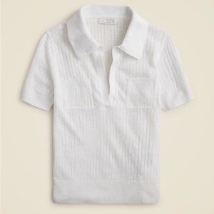J. Crew Short sleeve polo shirt in linen white Large